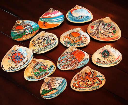 Paintings on Shells and Rocks