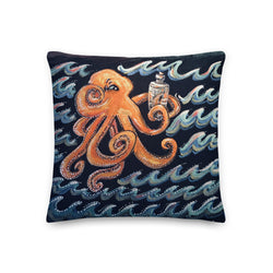Curious Octopus - square throw pillow